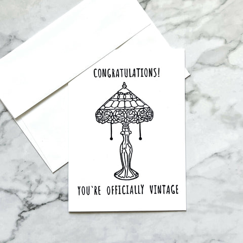 Congratulations, You Are Officially Vintage Birthday Card (Lamp) - Shop Motif