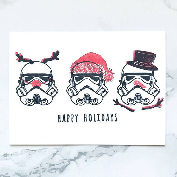 Costumed Stormtroopers holiday card