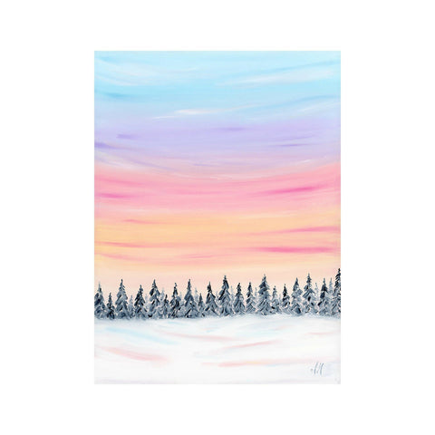 "Cotton Candy Snowland I" an Original Oil Painting on Canvas (12"x16") - Shop Motif