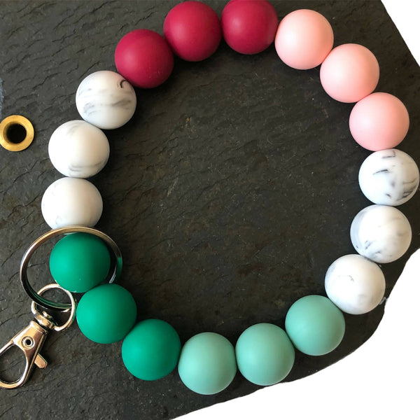 Cranberry /Marble Bead Wristlet Key Chain - Shop Motif