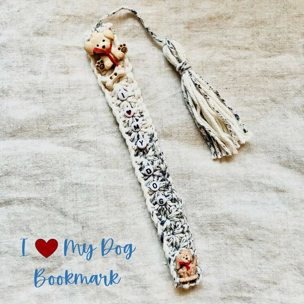 Crochet Star Stitched Bookmark - I Love My Dog