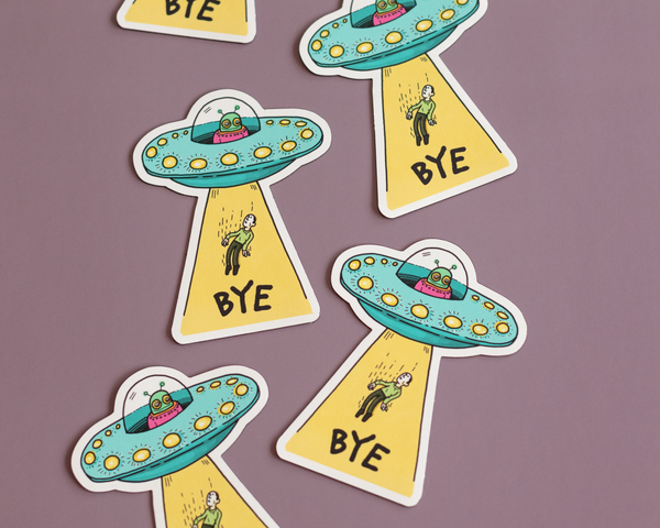 Bye UFO Vinyl Sticker