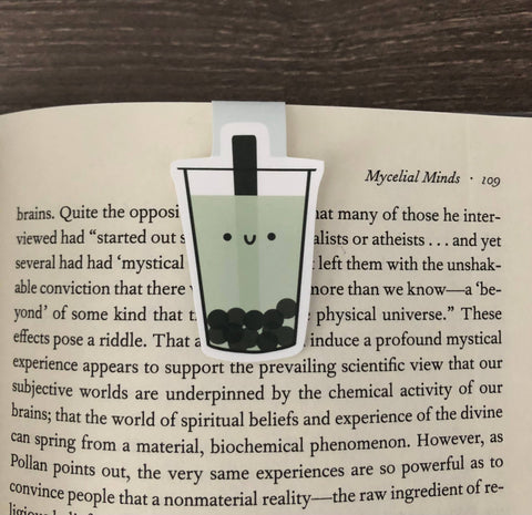 Matcha Green Bubble Tea Magnetic Bookmark