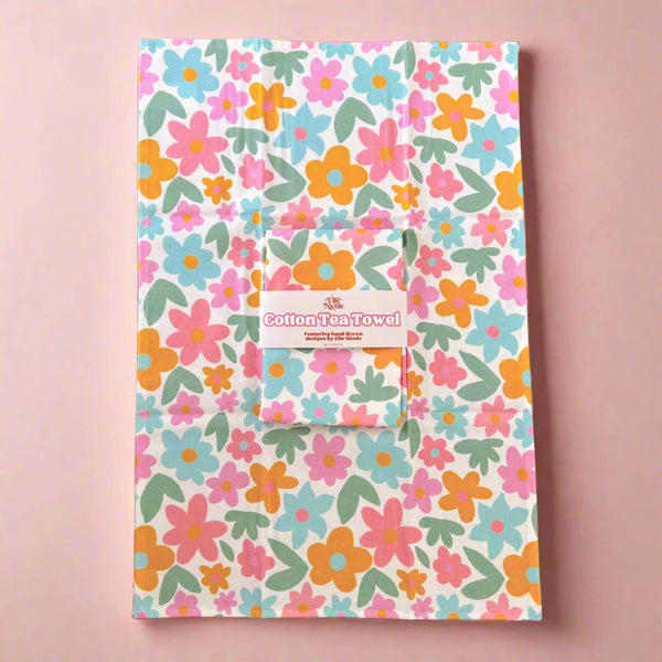 Cotton Tea Towel - Sage Bloom