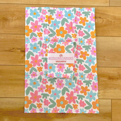 Cotton Tea Towel - Sage Bloom