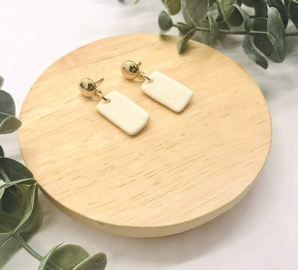 Rectangle Dangles - Gold and Cream