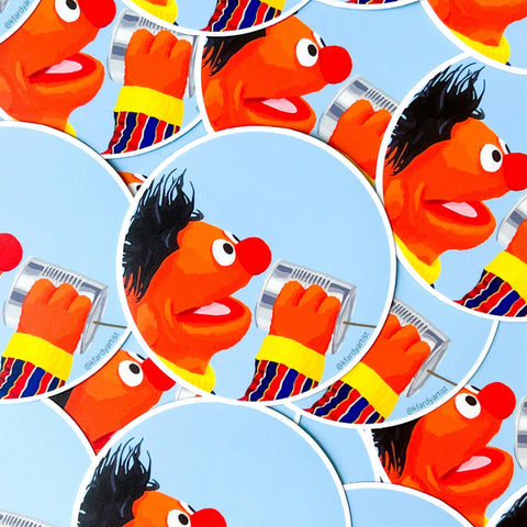 Ernie with tin can phone sticker - Shop Motif