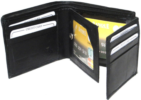 Genuine Leather Men's Bi-Fold Wallet with 12 Card Slots#4177