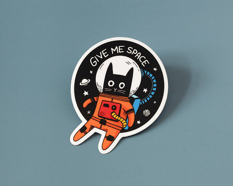 Give Me Space Magnet | Funny Astronaut Cat Fridge Magnet