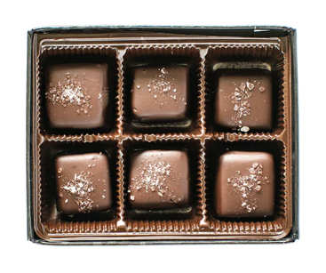 Boxed Chocolate (6 Piece) Dark Sea Salt Caramels