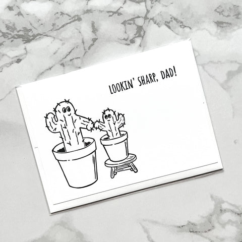 Father's Day Card - "Lookin' Sharp Dad" potted cacti - Shop Motif