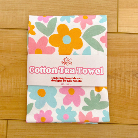 Cotton Tea Towel - Sage Bloom