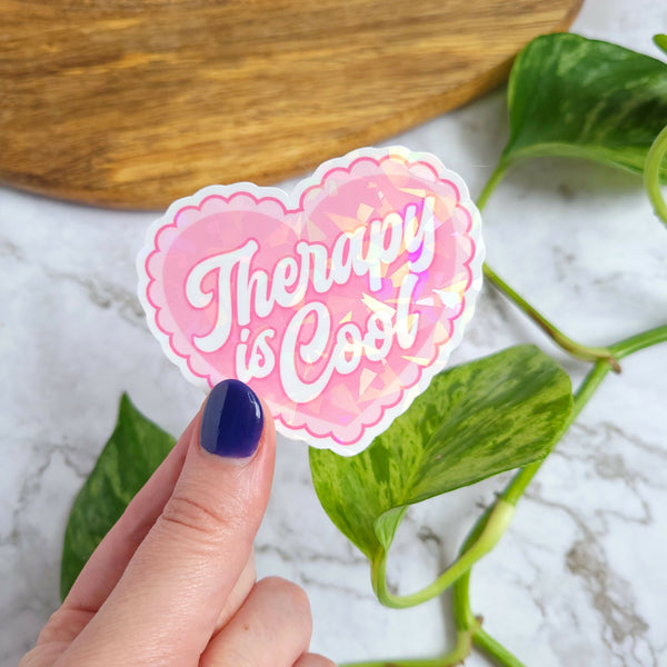 Therapy is cool (heart) 3" Vinyl Sticker