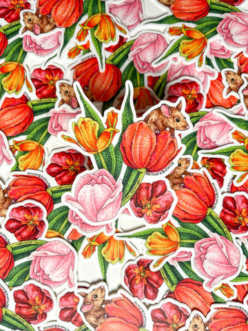 Floral Critter - Field Mouse Sticker - Shop Motif