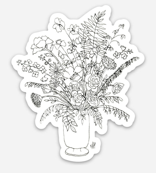 Flower Bouquet (Black & White) - Vinyl Sticker