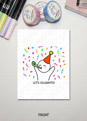 G003 - Let's Celebrate! Blank Greeting Card - Shop Motif