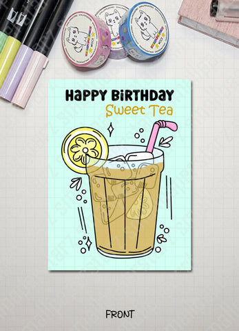 G018 - Happy Birthday Sweet-Tea Blank Greeting Card - Shop Motif