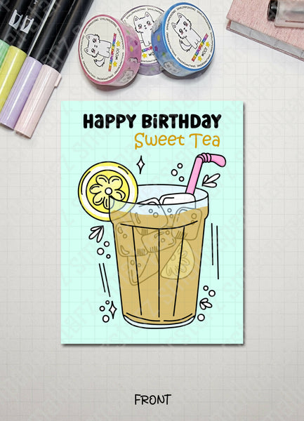 G018 - Happy Birthday Sweet-Tea Blank Greeting Card