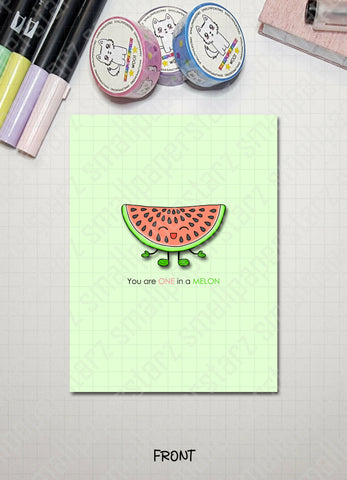 G023 - You Are One In A MELON Blank Greeting Card - Shop Motif