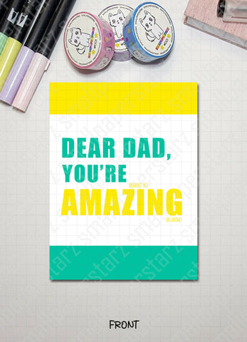 G027 - Dear Dad, You're (almost as) Awesome (as mom) Blank Greeting Card - Shop Motif