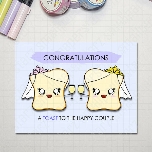 G031 - Toast To The Happy Couple (Bride & Bride) Blank Greeting Card - Shop Motif