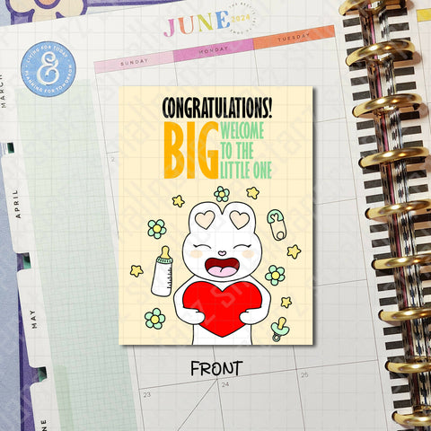 G032 - Congratulations! BIG Welcome To The Little One / New Baby Blank Greeting Card - Shop Motif