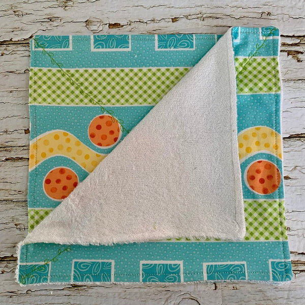 Geometric Print Aqua and Yellow 2 Ply Towel Set