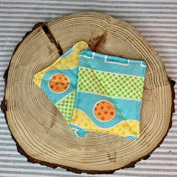 Geometric Print Aqua and Yellow- Re-usable Kitchen Sponges - Shop Motif