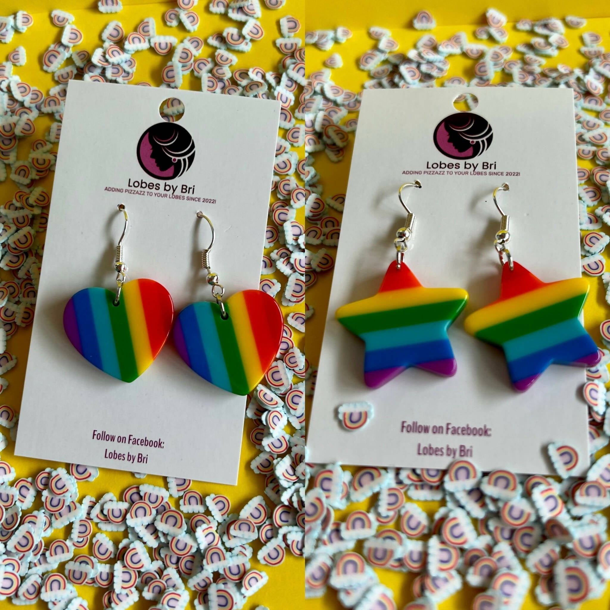 Harvey Milk - Stars & Hearts Rainbow Dangle Earrings - Shop Motif