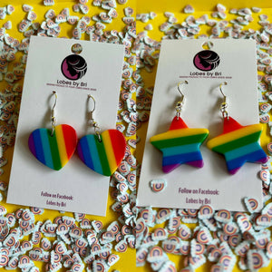 Harvey Milk - Stars & Hearts Rainbow Dangle Earrings - Shop Motif 