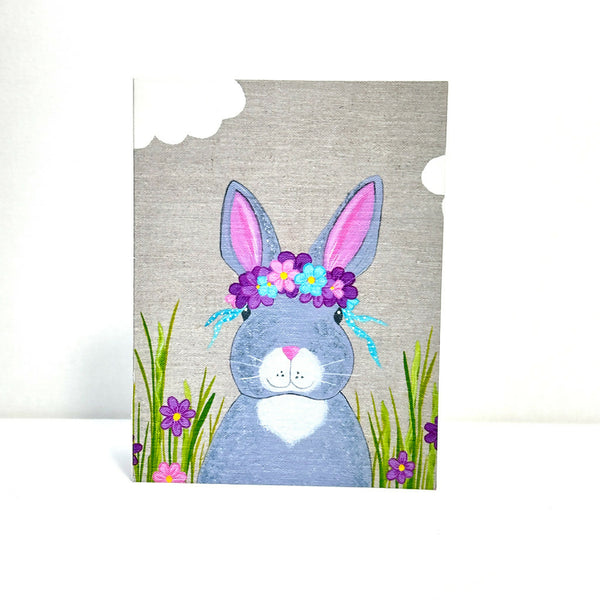 Bunny with Flowers Greeting Card