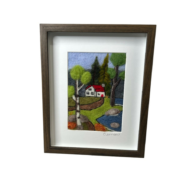 Wool painting- Cabin in the Woods