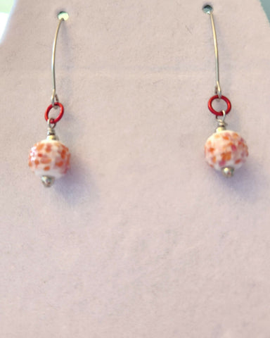 One Of A Kind! Lampwork Glass Earrings - Red