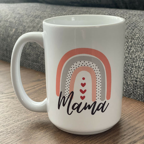 Rainbow Hearts Mama Mug