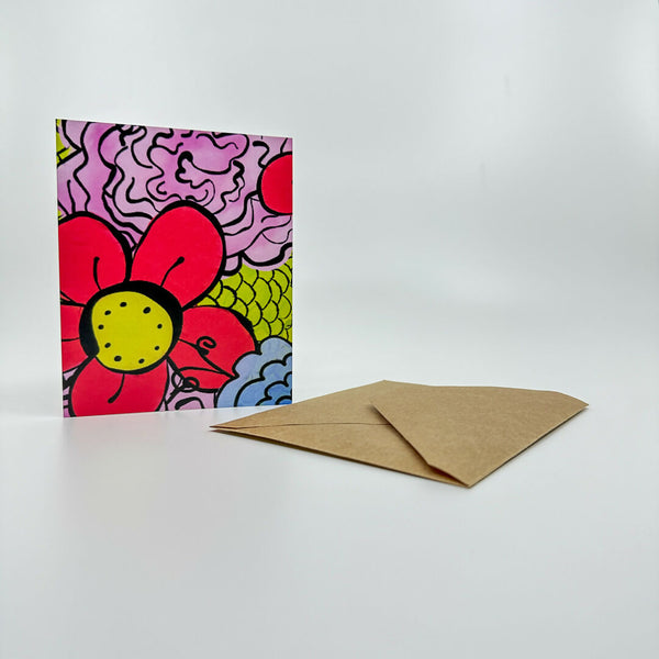 Greeting Card: Whimsical Flowers - A