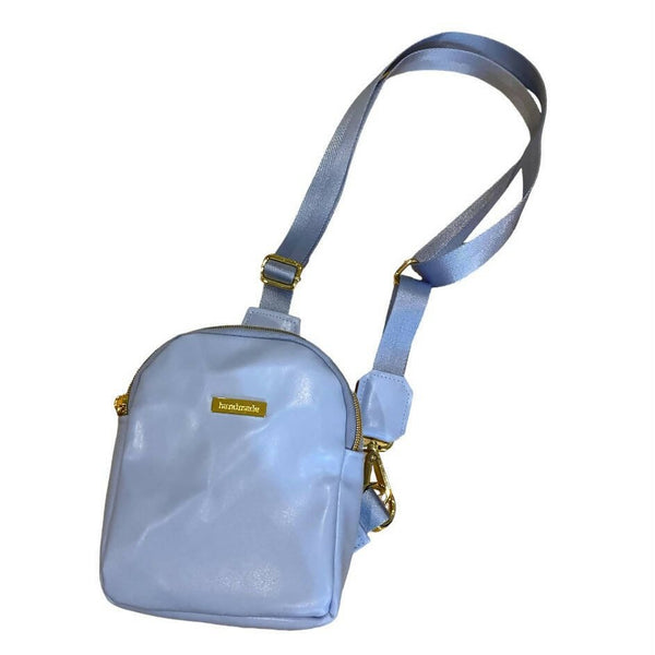 Light Blue Faux Leather sling bag - Shop Motif