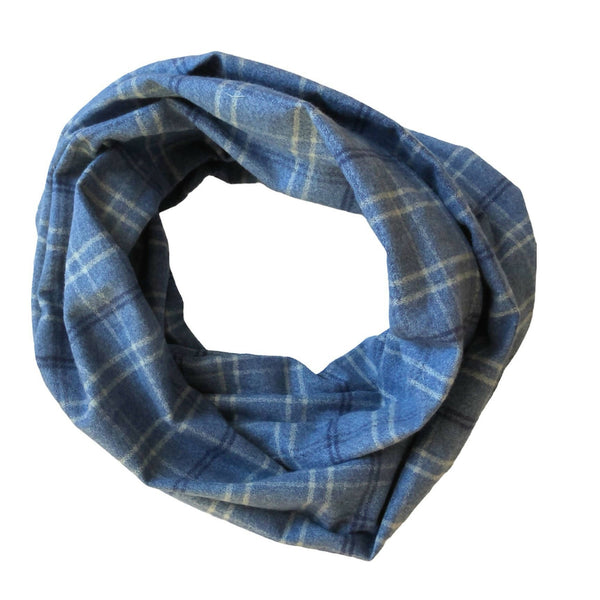 Light Blue Flannel Infinity Scarf with Pocket