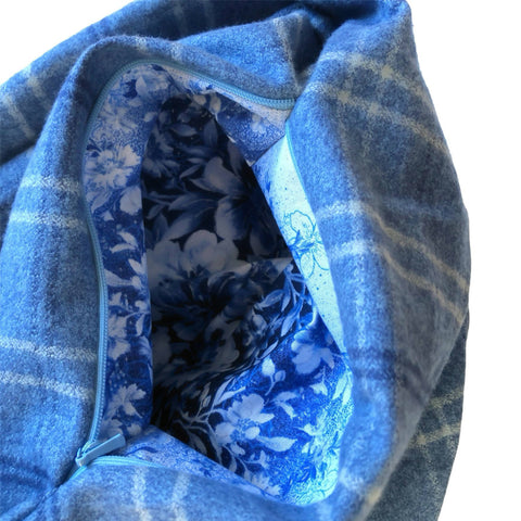 Light Blue Flannel Infinity Scarf with Pocket - Shop Motif