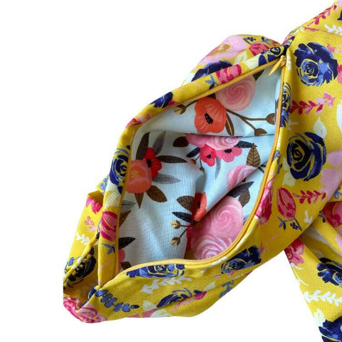 Light Yellow Flowered Infinity Scarf with Pocket - Shop Motif