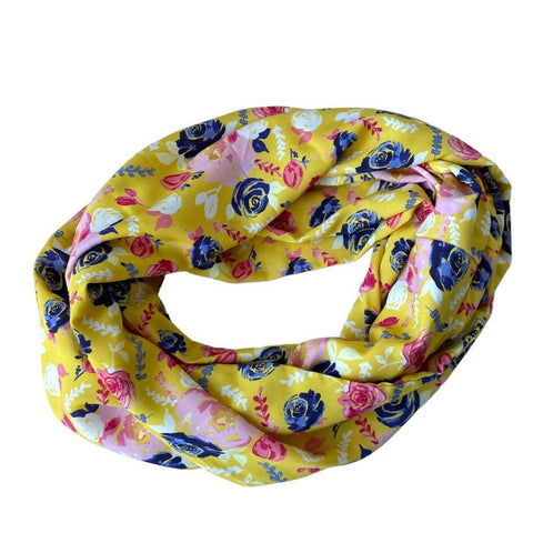 Light Yellow Flowered Infinity Scarf with Pocket - Shop Motif