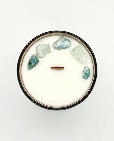 Clarity aquamarine crystal candle