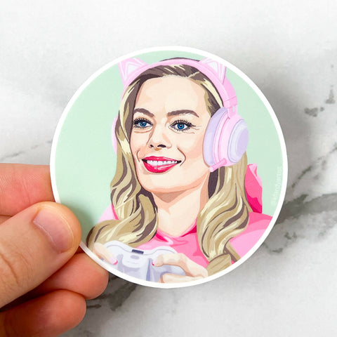 Margot Robbie as gamer Barbie sticker - Shop Motif