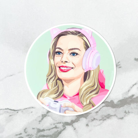 Margot Robbie as gamer Barbie sticker - Shop Motif