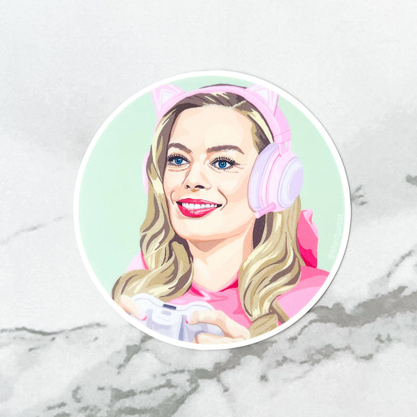 Margot Robbie as gamer doll sticker