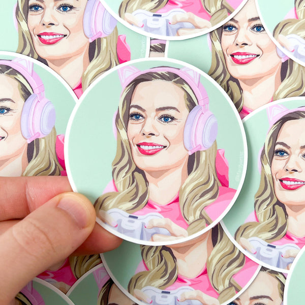 Margot Robbie as gamer doll sticker