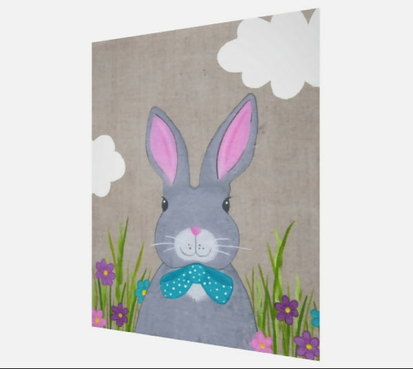 Bunny with Flowers Print - 8x10