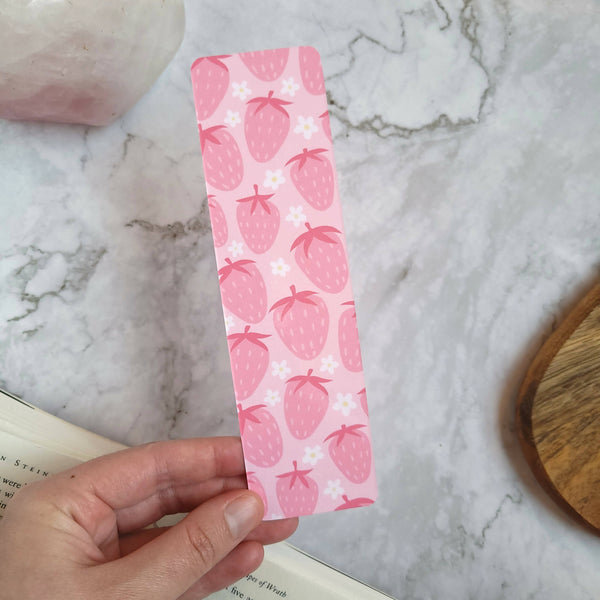 Monochromatic Strawberries Glossy Bookmark (2x7