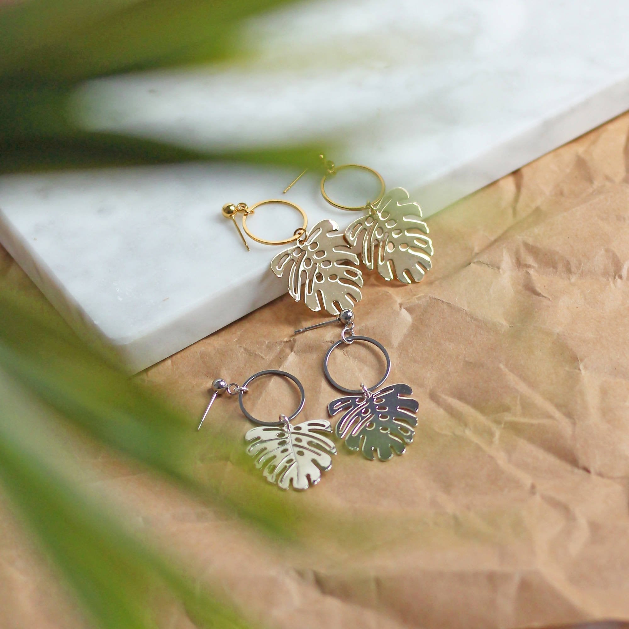 Monstera Leaf Earrings - Shop Motif