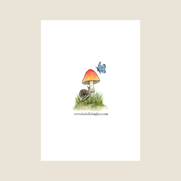 Mushroom, Snail & Butterfly - Blank Card