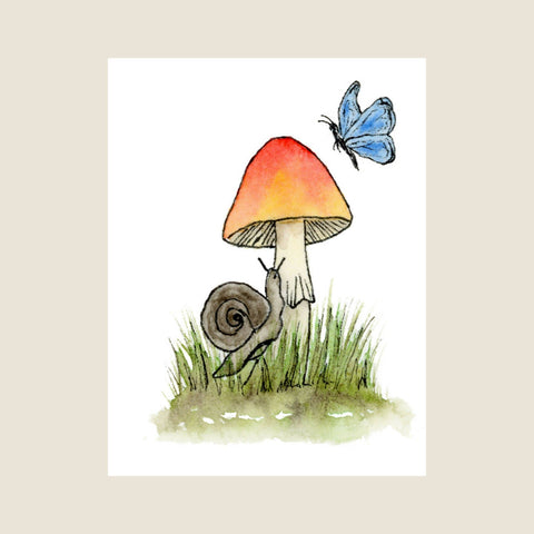 Mushroom, Snail & Butterfly Blank Card - Shop Motif